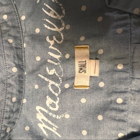 MADEWELL Blue Polka Dots Chambray Top Blouse Shirt SMALL S - Picture 12 of 12